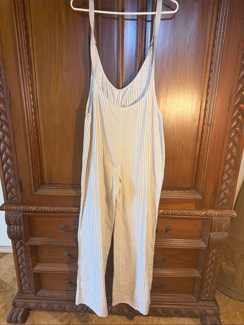 Amuse Light grey Stripe Linen-Blend Jumpsuit - Picture 3 of 4